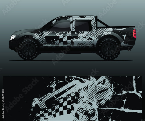 truck and vehicle Graphic vector. Racing background for vinyl wrap and decal