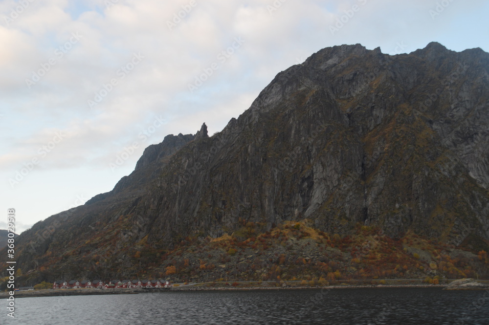 Autumn colors on the mountains and in the fjords of Lofoten Norway Autumn colors on the mountains and in the fjords of Lofoten Norway