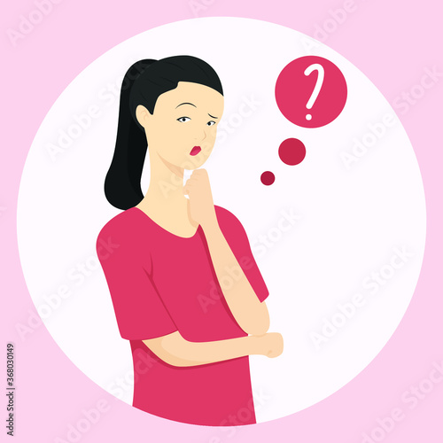 Beautiful women think with many questions