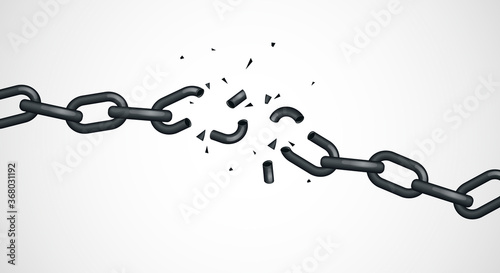 Vector Illustration Broken Chain. Concept Of Freedom, Escape Or Power