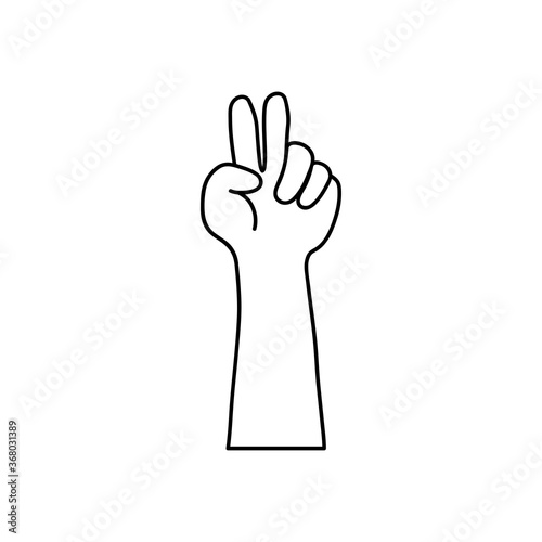 protesting concept, hand with peace gesture icon, line style