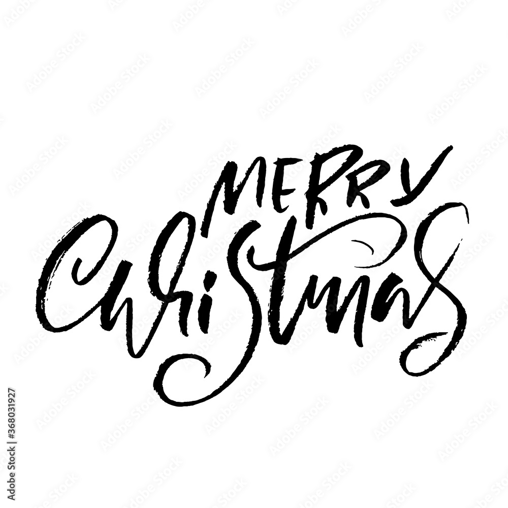 Hand drawn phrase Merry Christmas. Grunge lettering design. Vector typography vector illustration. Hand drawn phrase Merry Christmas. Grunge lettering design. Vector typography vector illustration.