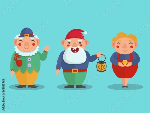 Cute gnomes in a flat style, vector illustration.