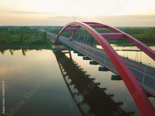 bridge over the river  Sunset. Vistula.Poland