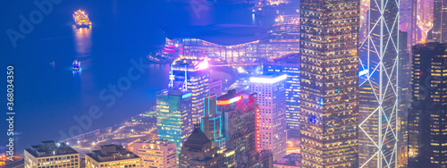Photography Hong kong downtown the famous cityscape view of Hong Kong skyline during twilight time view from the Victoria peak in Hong Kong