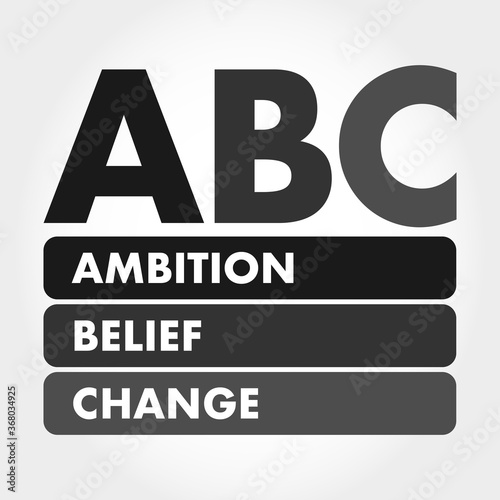 ABC - Ambition Belief Change acronym, business concept background