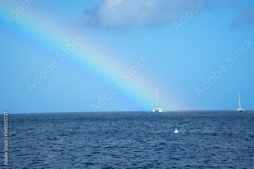 archipelago of Guadeloupe island of Saints, view of rainbow on the sea