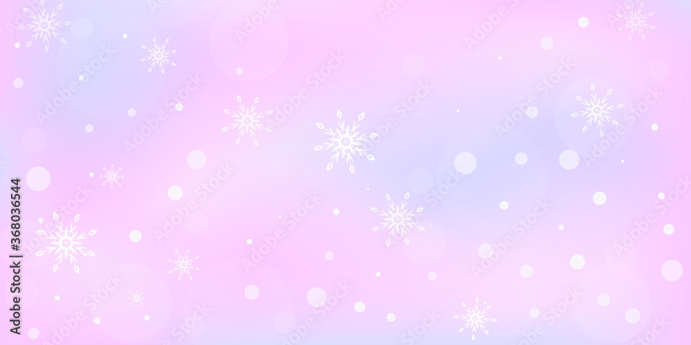 Snowflakes. Snow, snowfall. Falling scattered white snowflakes on a gradient background. Vector	