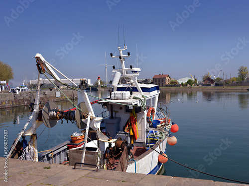 Fishing trawler in the port of Honfleur, commune in the Calvados department in the lower Normandy region in northwestern France