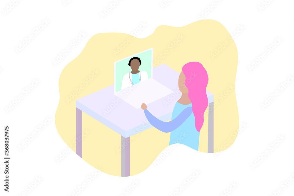 EPS 10 vector. Woman takes a consultation through the internet. Online doctor concept. EPS 10 vector. Woman takes a consultation through the internet. Online doctor concept.