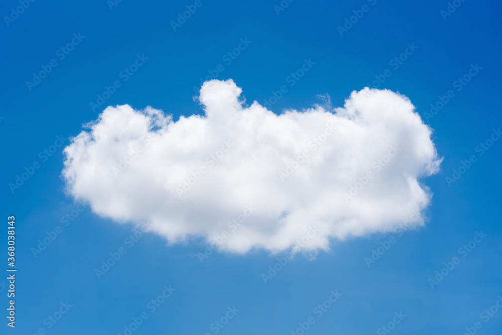 Naklejka premium Single nature white cloud on blue sky background in daytime, photo of nature cloud for freedom and nature concept.