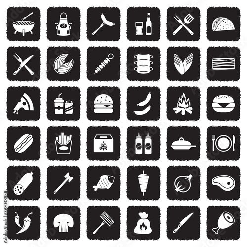 Wallpaper Mural Barbecue And Grill Icons. Grunge Black Flat Design. Vector Illustration. Torontodigital.ca
