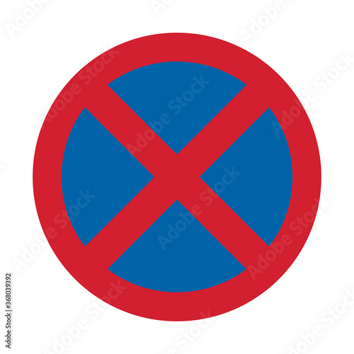 No stopping (Clearway) road sign. Vector illustration of red round prohibition traffic sign. No parking symbol.