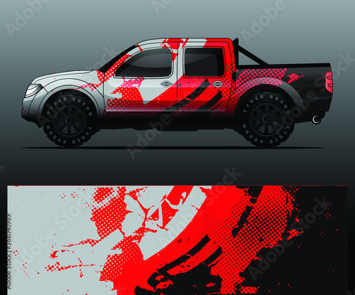 truck and vehicle Graphic vector. Racing background for vinyl wrap and decal