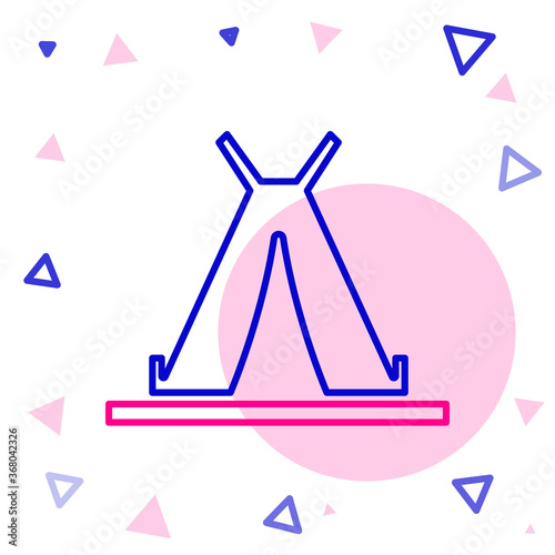 Line Traditional indian teepee or wigwam icon isolated on white background. Indian tent. Colorful outline concept. Vector Illustration.