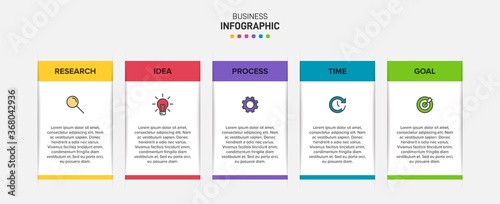 Infographic design with icons and 5 options or steps. Thin line vector. Infographics business concept. Can be used for info graphics, flow charts, presentations, web sites, banners, printed materials.