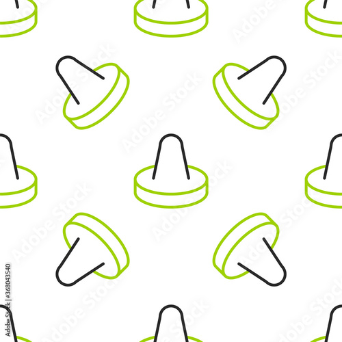 Line Mallet and puck for playing air hockey game icon isolated seamless pattern on white background. Vector Illustration.