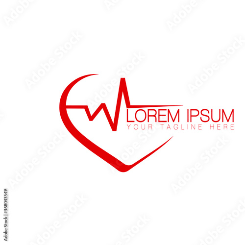 Beautiful cardiology illustration vector logo design health care and medical symbols cardiogram heart beating sign pharmacy company vector logo.