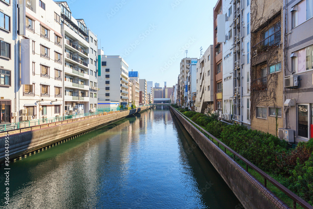 Dotonbori canal walking street at day landmark in Osaka, Japan