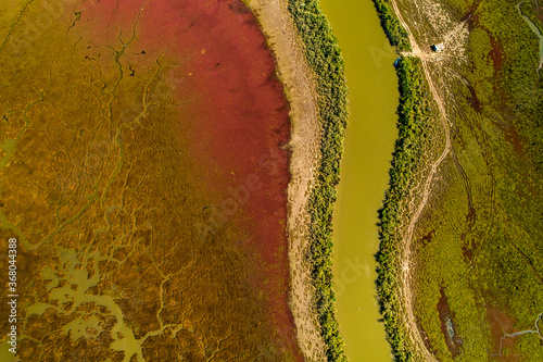 Aerial View of delta of the river Axios, in northern Greece photo