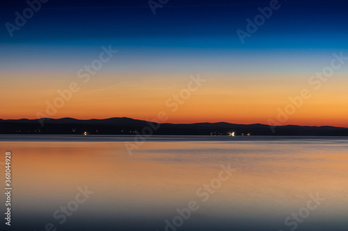 Landscape  view of the lake at night.