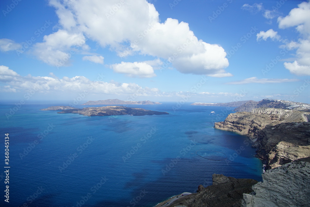 The beautiful sea and landscape from Santorini island in Greece, Europe