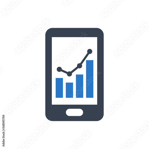 Mobile data analytics vector icon illustration on white background