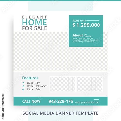 Editable Home House For Sale Real Estate Banner Mockup Template Promotions