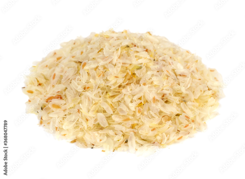 Psyllium (Ispaghula) Seed Husk Isolated on White Background. Dietary