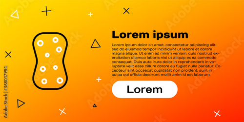 Line Sponge with bubbles icon isolated on yellow background. Wisp of bast for washing dishes. Cleaning service logo. Colorful outline concept. Vector Illustration.