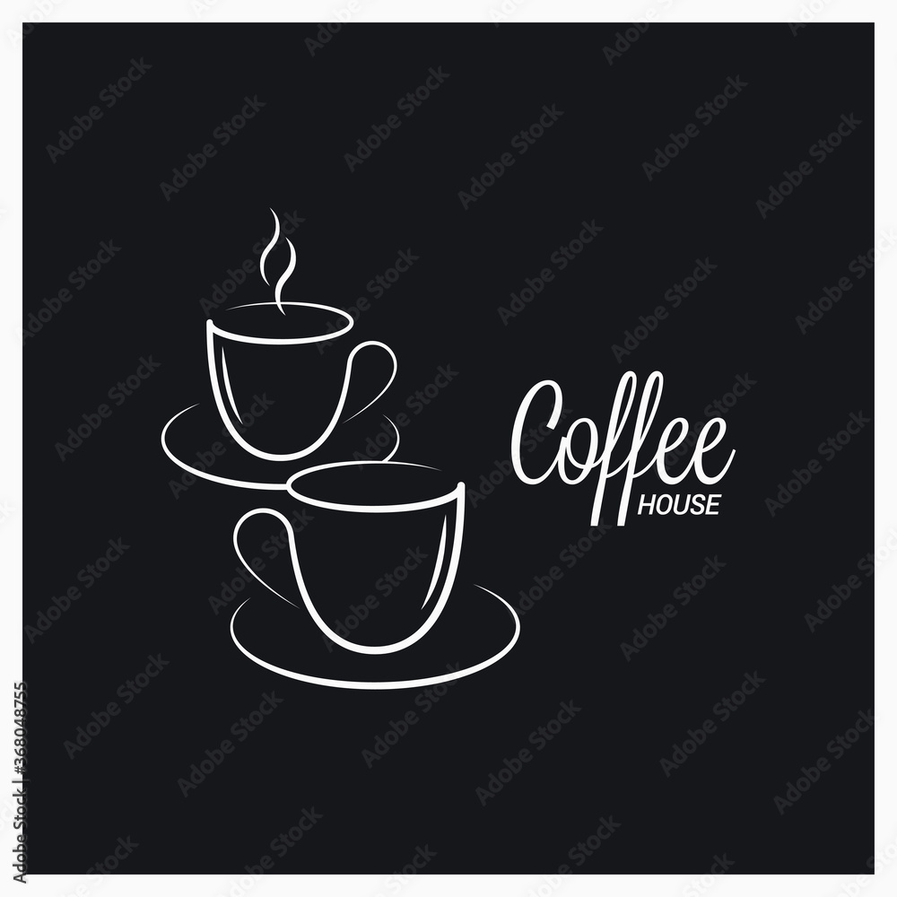 Coffee cup logo on concept black background Coffee cup logo on concept black background