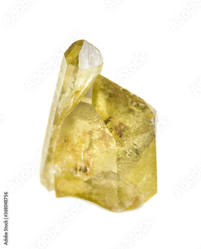 Citrine crystals on a white...