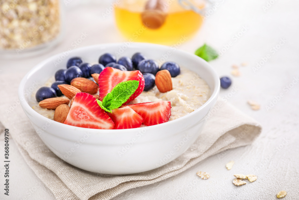 Healthy homemade oatmeal with berries for breakfast Healthy homemade oatmeal with berries for breakfast