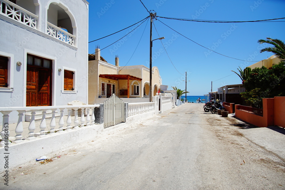 Typical street view of Santorini island, Greece, Europe