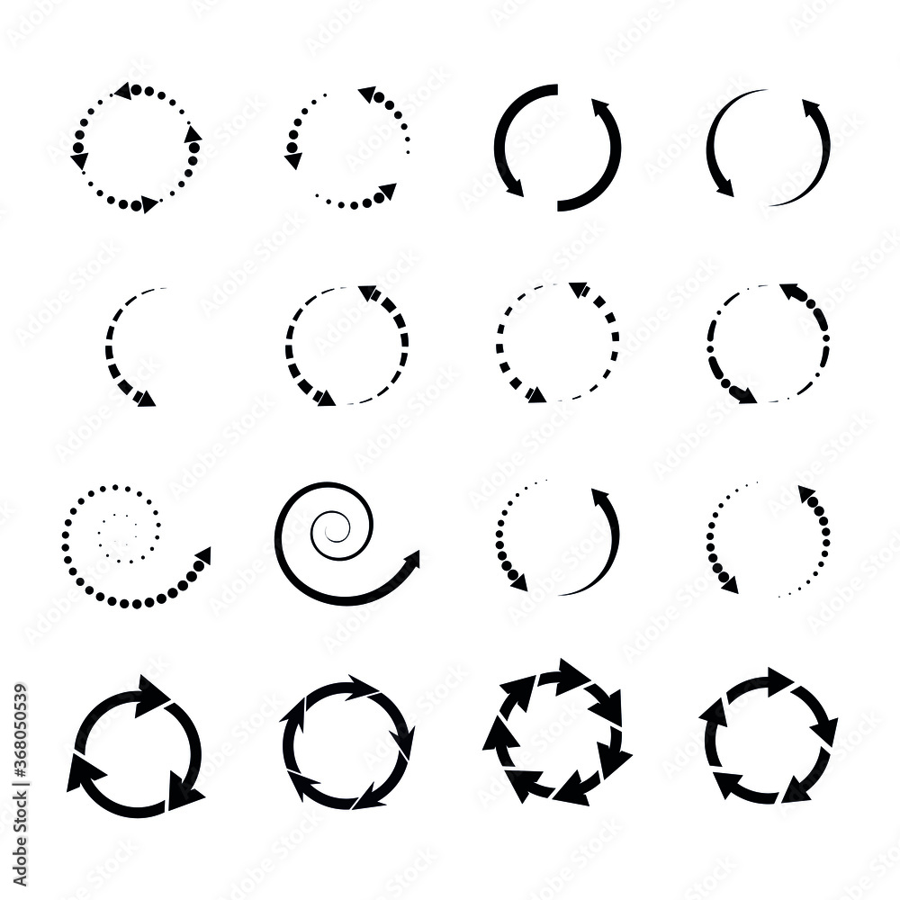 Set of circle arrow icons.