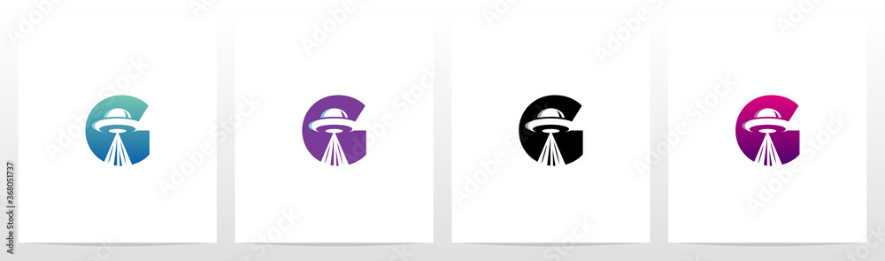 Flying Saucer On Letter Logo Design G Flying Saucer On Letter Logo Design G