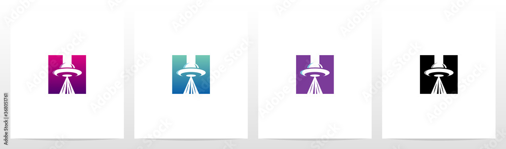 Flying Saucer On Letter Logo Design H Flying Saucer On Letter Logo Design H