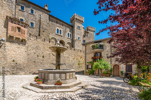 Collalto Sabino, beautiful village overlooked by a medieval castle. Province of Rieti, Lazio, Italy. photo