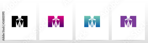 Flying Saucer On Letter Logo Design M