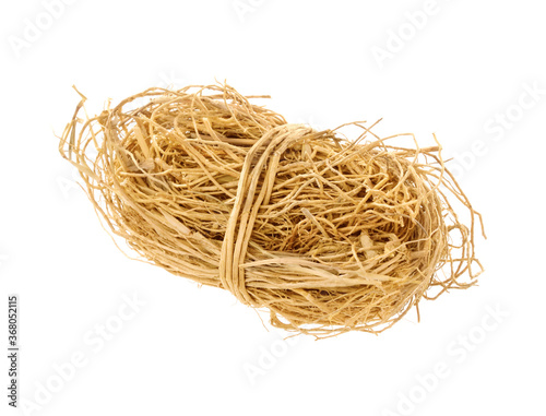 Vetiver Dried Root. Isolated on White Background.