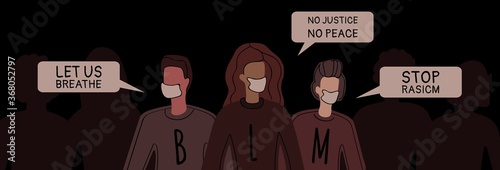  Black lives matter web banner for web page. BIPOC poster.Concept on the theme of racism. Stop racism. The image of protesting people, equality.