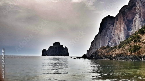 Scenic view of a rock near the coast in Sardinia, Italy