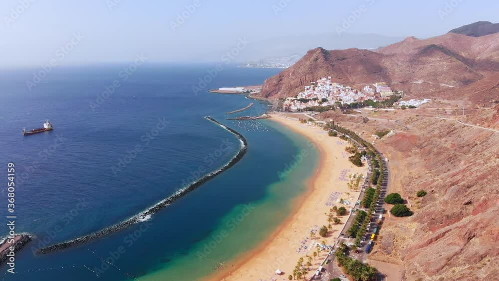 Drone aerial view of Playa de las Teresitas, San Andres, Tenerife, Canary Islands Drone aerial view of Playa de las Teresitas, San Andres, Tenerife, Canary Islands