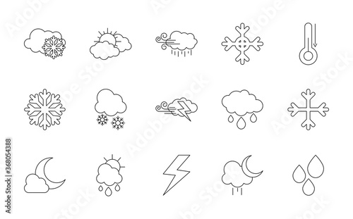 sun and weather icon set, line style
