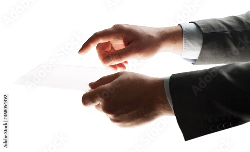 Businessman hand touching.