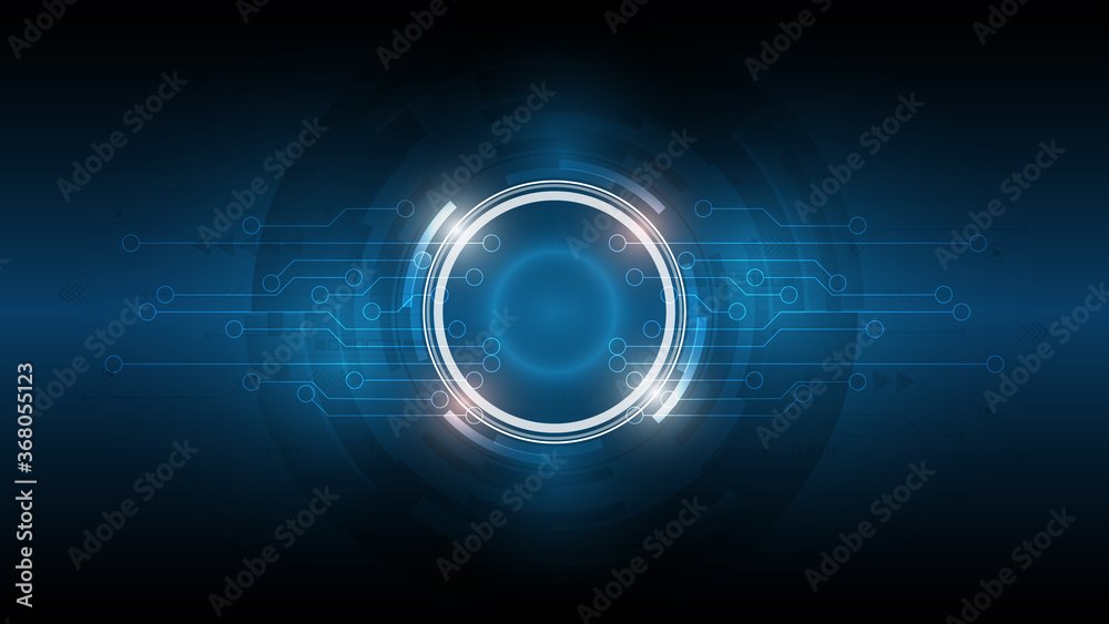 Vector illustration white gear wheel on circuit board, Hi-tech digital technology and engineering, Abstract futuristic- technology on blue color background