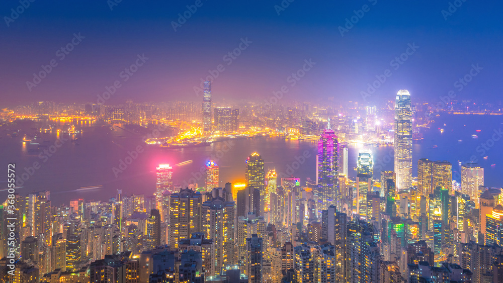 Hong kong downtown the famous cityscape view of Hong Kong skyline during twilight time view from the Victoria peak the famous viewpoint in Hong Kong. Hong kong downtown the famous cityscape view of Hong Kong skyline during twilight time view from the Victoria peak the famous viewpoint in Hong Kong.