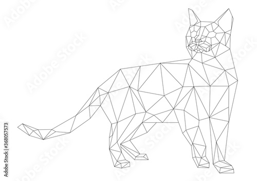 simple line vector polygone art of cat