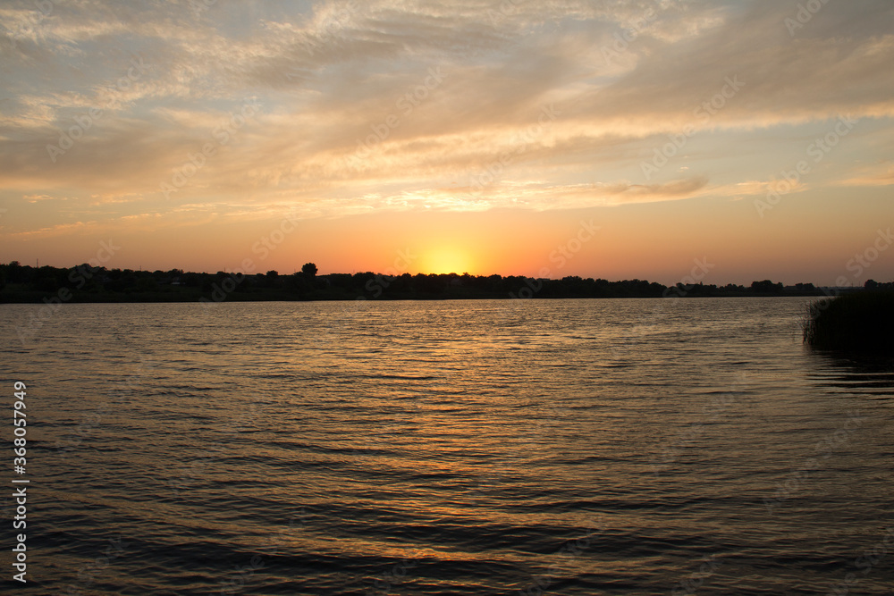 sunset over the river