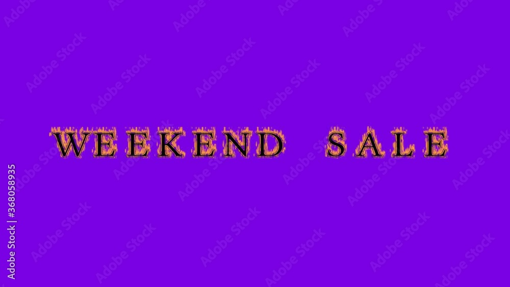 weekend sale fire text effect violet background. animated text effect with high visual impact. letter and text effect. Alpha Matte. weekend sale fire text effect violet background. animated text effect with high visual impact. letter and text effect. Alpha Matte.